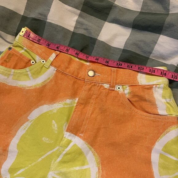 Zara Lemon Shorts Mens 30 Orange Limited Edition Bermuda Walking Novelty Print - Picture 4 of 10
